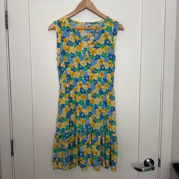 Loft Sundress Dress Size S Yellow Blue Floral Sleeveless Beach Summer Colorful - Picture 1 of 14